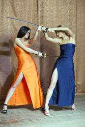 Sword fight in dresses - Olesia vs Laura - 82 Images